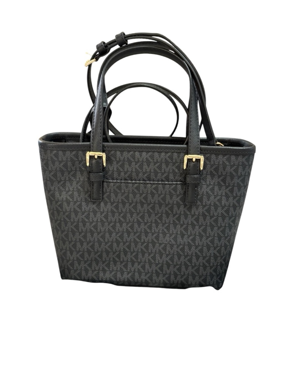 Michael Kors Black MK Signature Tote with Gold Accents - Picture 12 of 13